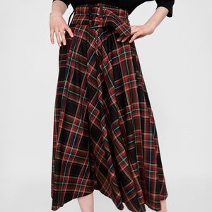 Zara Plaid Belted Midi Skirt